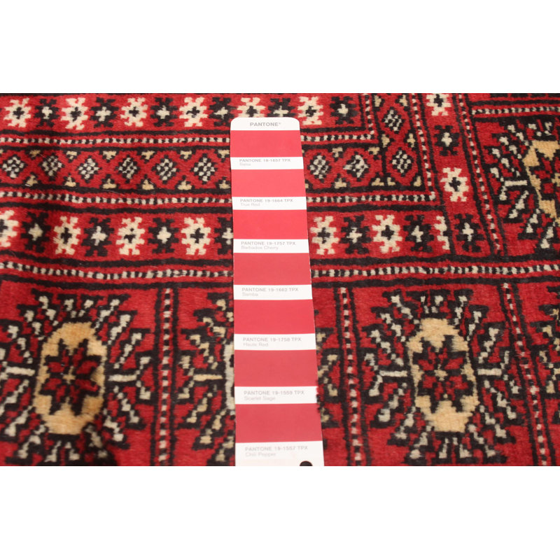 Tapis rouge Finha Peshawar Bokhara 6 pi 6 po x 9 pi 10 po