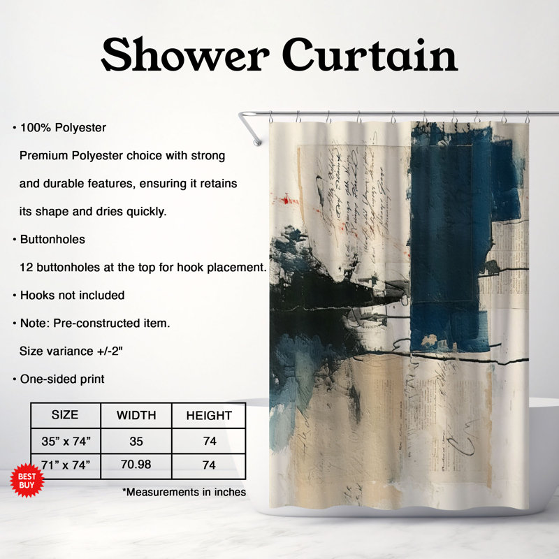 Rideau de douche Franoise, H 74 po x l 71 po