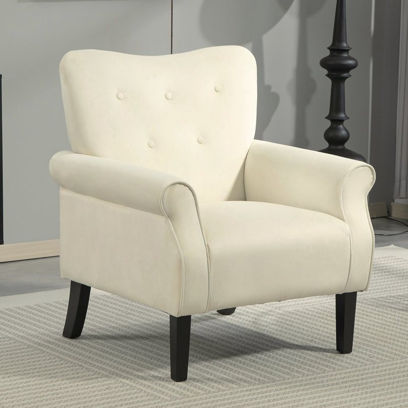 Fauteuil à oreilles Mid-Century, Ivory