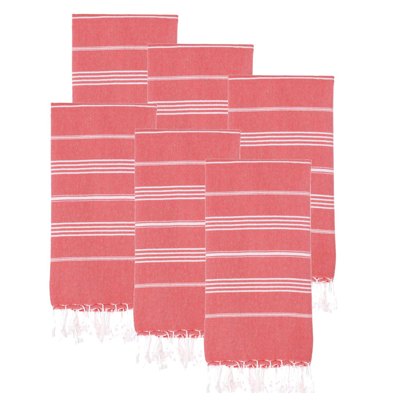 Ensemble de 6 serviettes pour lit de plage en coton turc Alize, Rouge