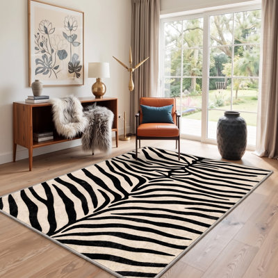 Albertslund Zebra Stripe Machine Washable Area Rug