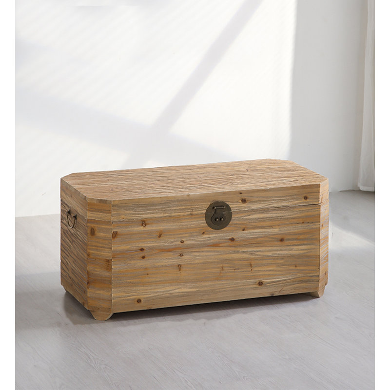 Tabouret de rangement octogonal en bois massif vieilli de style rétro
