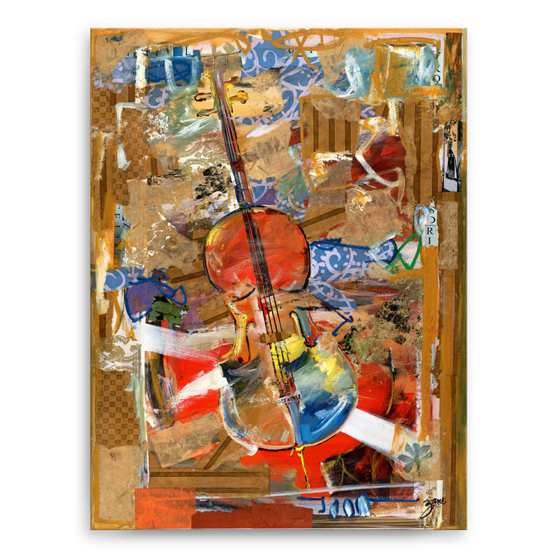 Violoncelle - reproduction sur toile tendue, H 40 po x l 30 po x P 1,5 po