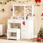Dressing Table with 3-Colour LED Adjustable Brightness, Vanity Table with Plug and Large Mirror, Stool and Hairdryer Holder, Muti-Drawer Dressing Table, 6 Open Storage Areas,-1223109911