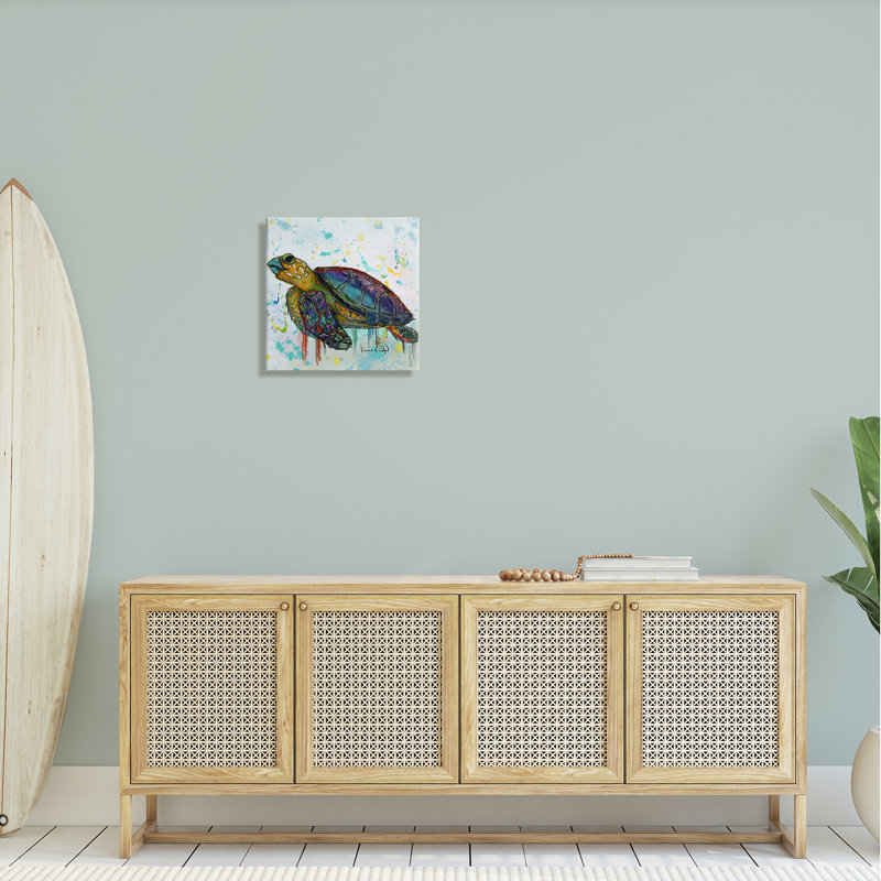 Art urbain sur toile, "Urban tortue" par Karrie Evenson, H 17 po x l 17 po x P 1,5 po