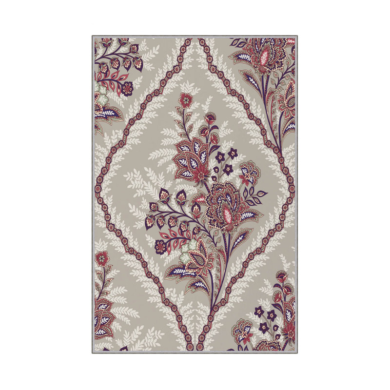 Tapis luxueux, 2,6 x 4,0 pi | 100% polyester, hauteur des poils de 0,4 po | Pois antibactérien et antidérapant en PVC | Lavable à la machine, impression numérique 3D | Parfait pour le salon et la chambre à coucher