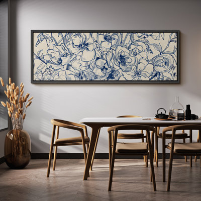 Reproduction d'art sur toile encadrée bleu marine