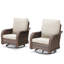 Mobilier de patio, chaises pivotantes en osier PE pivotant, chaise berçante pivotante d'extérieur avec coussins pour le balcon de la véranda, osier-261610788