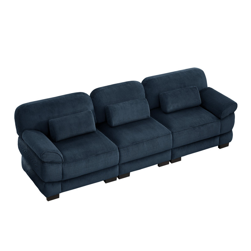Canapé 3 places Cloud Couch, L 104 po, Velours côtelé bleu