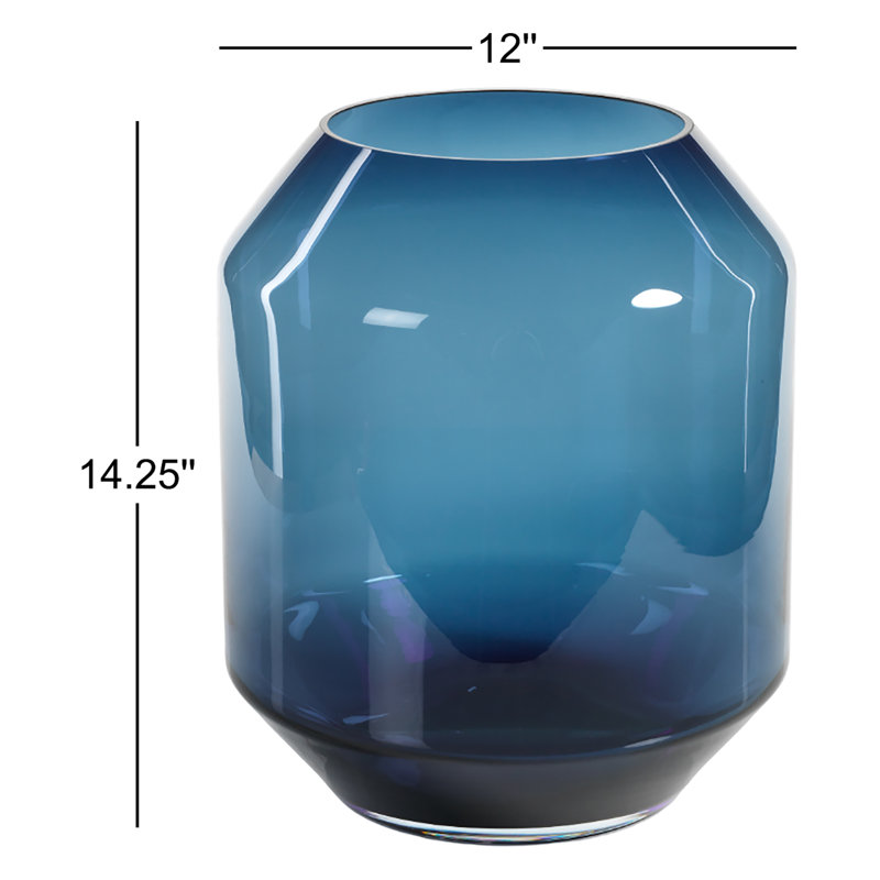Ouragan en verre Anjou, Bleu minuit, H 14,25 po x l 12 po x P 12 po