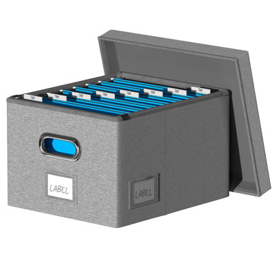 File Organizer Collapsible Storage Box For Office File Box With Lids Document Organizer For Office And Home Easy Slide Durable Hanging File Box (Gray)