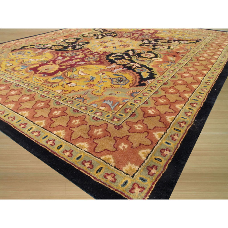 Tapis noir touffeté à la main Madhupur, Rectangle 5 pi x 8 pi