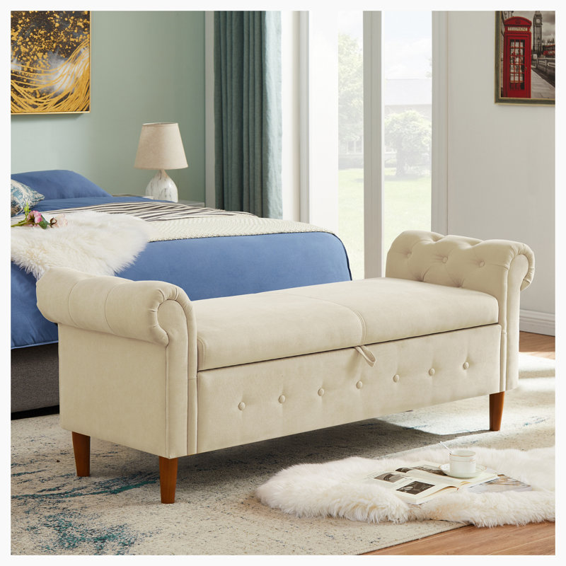 Banc de rangement rabattable, Beige
