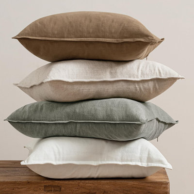 Neutral Linen Pillow Covers Pack Of 4 Decorative Natural Solid Throw Pillow Covers Soft Accent Boho Farmhouse Couch Pillowcases Modern Spring Home Dec