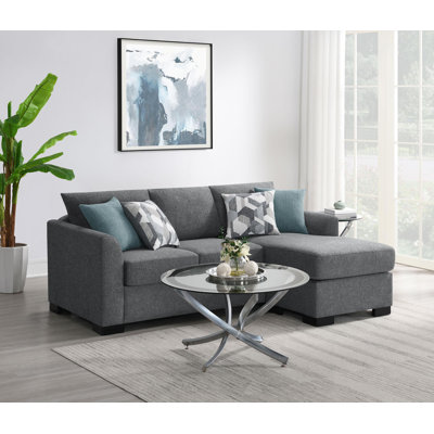 Bevis Upholstered Sleeper Sectional Chaise Sofa Grey