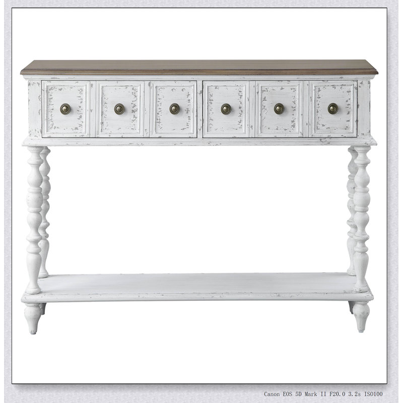 Console gris anthracite foncé et blanc antique