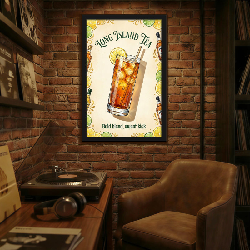 Motif de cocktail tendance Long Island Tea, H 36 po x l 24 po