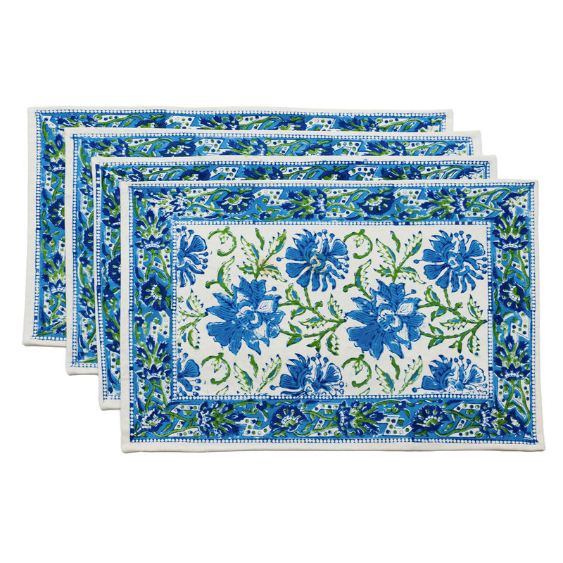 Lotus Flower Cotton Floral Rectangle Placemat