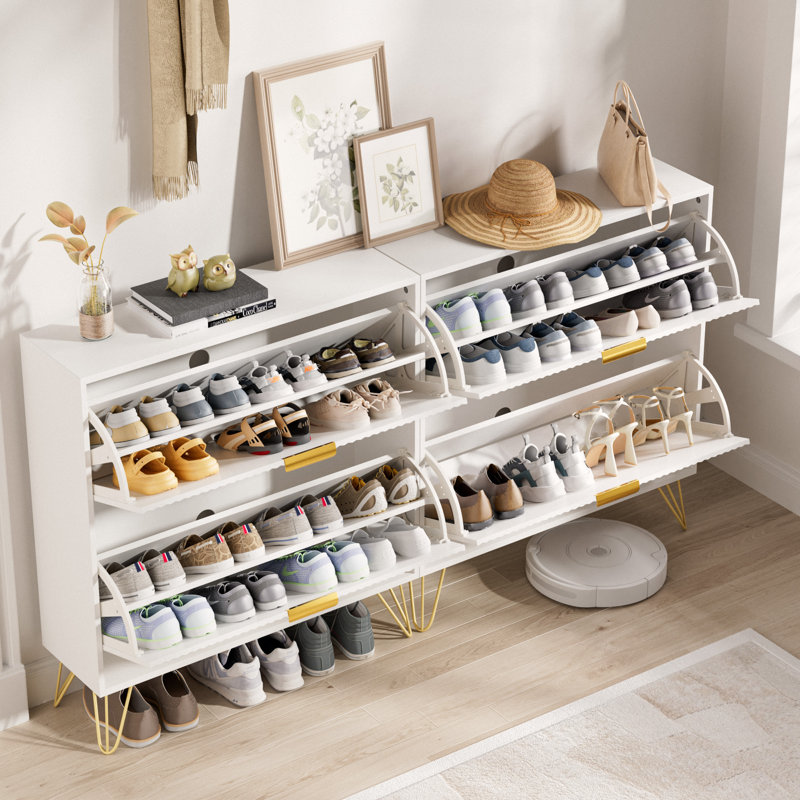 24 Pair Shoe Storage Cabinet, White