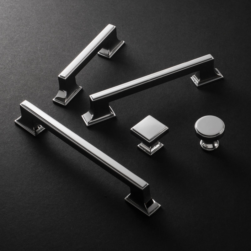 Brownstone Collection Square Knob - Cabinet Knob - Transitional Hardware for Drawers & Cabinets, Chrome, 1-1/8"