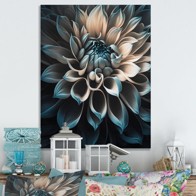 " Blue And White Dahlia Flowers III "