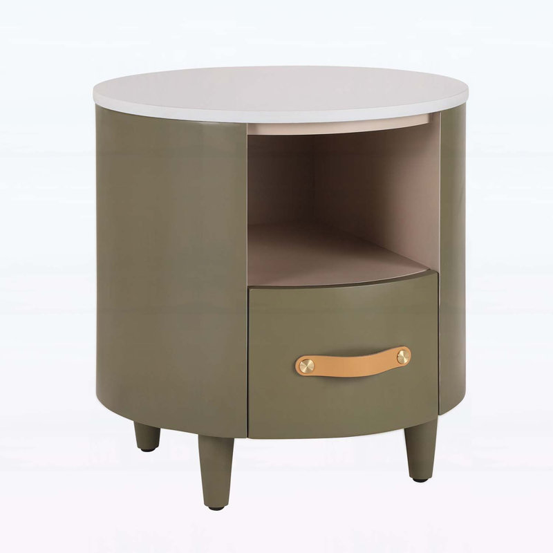 Table de chevet moderne avec tiroir de rangement, Vert