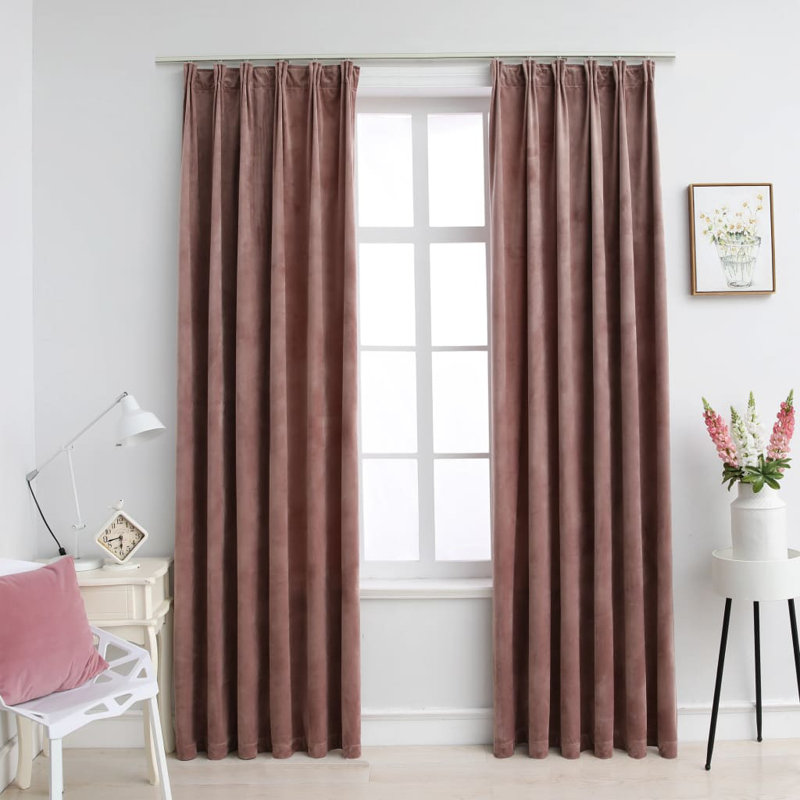 Dollman Velvet Blackout Curtain Single Panel, Antique Pink, 140cm Width x 245cm Drop