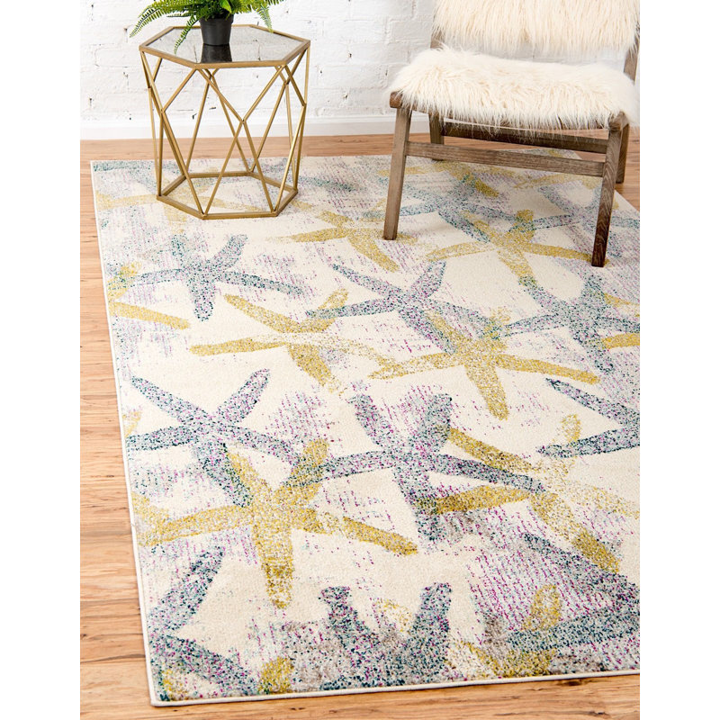 Tapis crème à motif abstrait Higley, Rectangle 5 pi x 8 pi