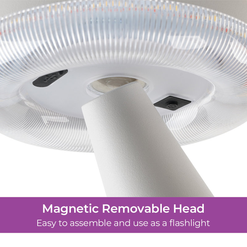 Lampe de table d'extérieur à piles et à énergie solaire Mushroom, Blanc