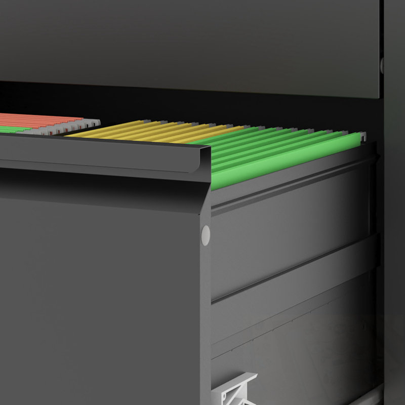 Metal Storage Filing Cabinet With Lock And 2 Drawers, Black