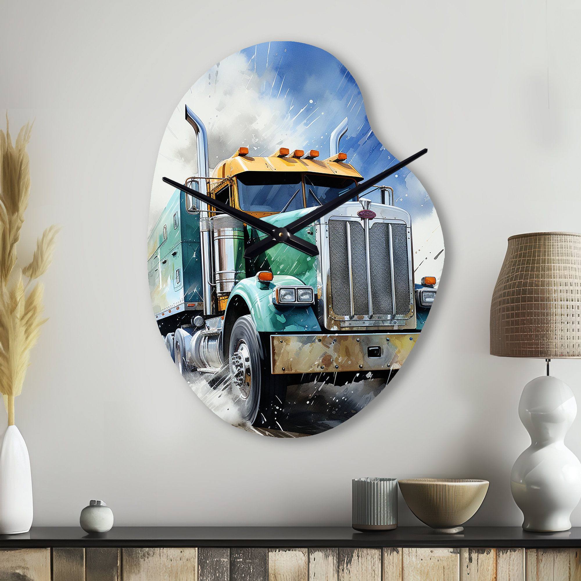 Design Art Heavy Duty Semi Truck I - Truck Irregular Shape Metal Wall ...
