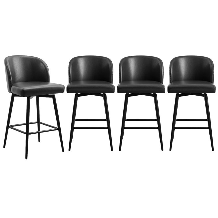 Brendaly Swivel Upholstered Counter Stool with Metal Frame