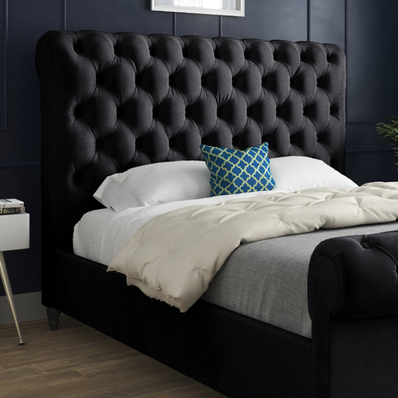 Aldous Upholstered Bed, Kingsize (5'), Black