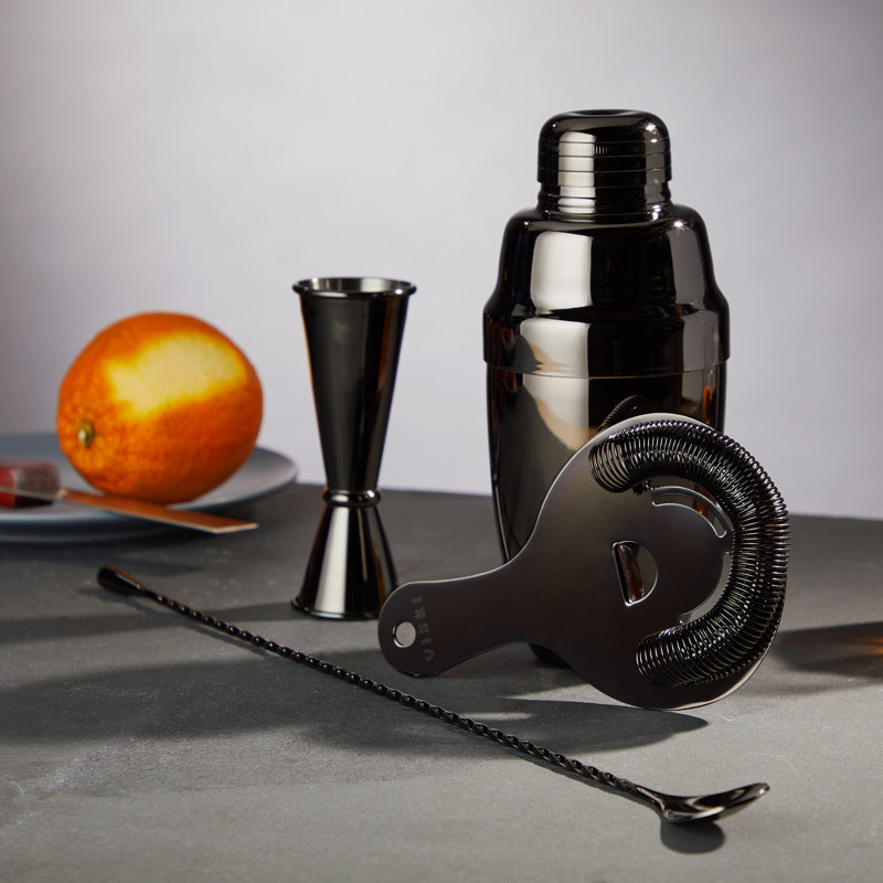 Gunmetal Black 4-Piece Stainless Steel Bartender Kit
