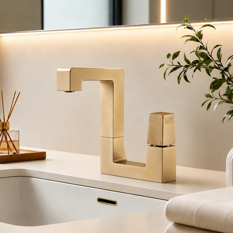 Single-Hole Single-Handle Bathroom Faucet, Brushed Gold