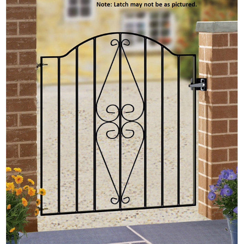 Brizendine Scroll Low Bow Top Metal Garden Gate, 88cm W X 94cm H
