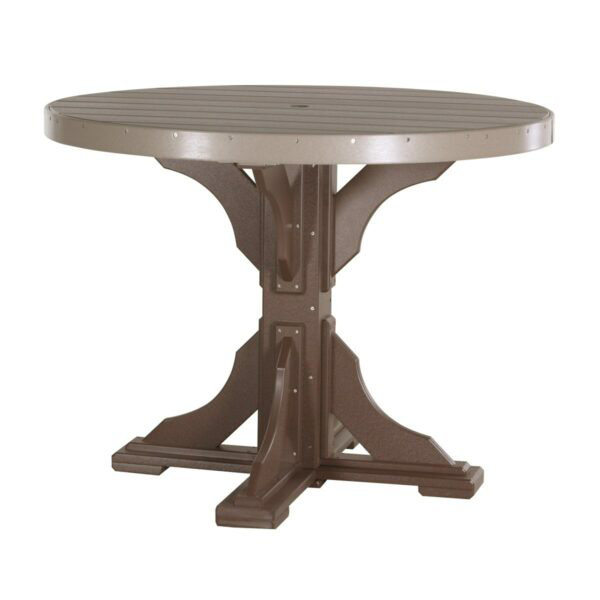 Table ronde 42 po Tillo, Bois vieilli, Brun châtaigne, l 48,25 po x L 48,25 po x H 36,25 po