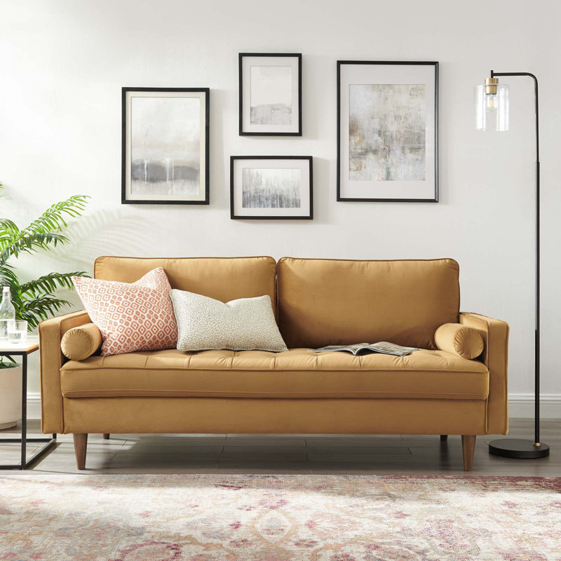 Valour Performance Velvet Sofa by Modway, Cognac Velvet