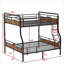 Lit superposé détachable industriel, lit superposé double compact sur un grand lit en métal noir mat pour les adolescents et les chambres d'amis
