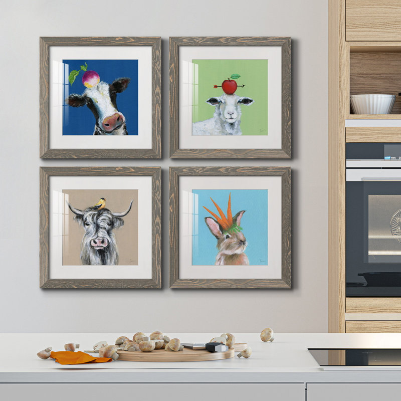 «Playful Nature», ensemble de 4 impressions sur toile encadrées, Érable encadré, H 17 po x l 34 po x P 1,5 po