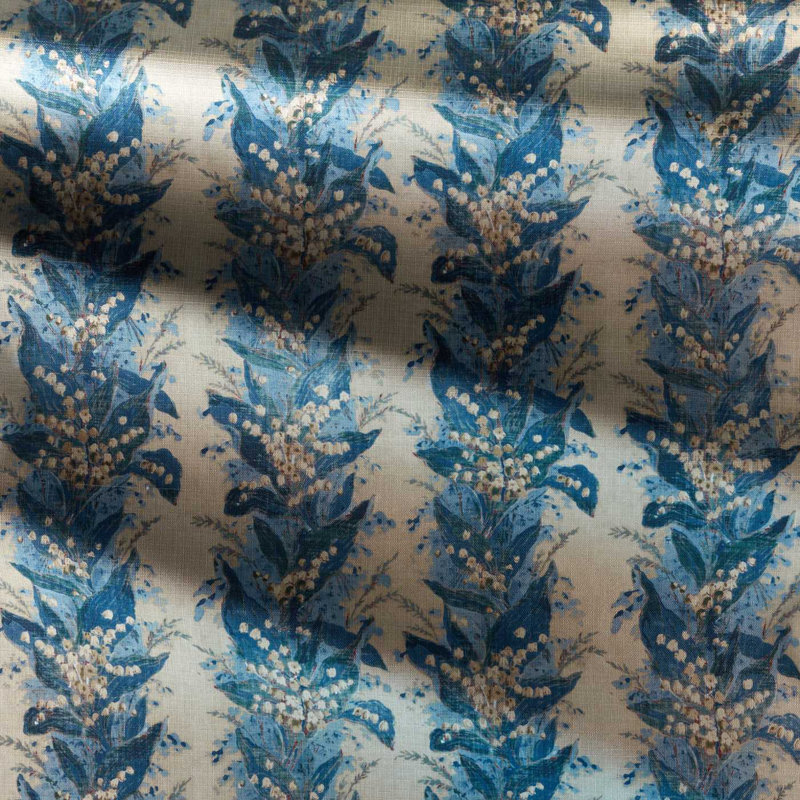 Lily Stripe, Chalk/Blue Stone