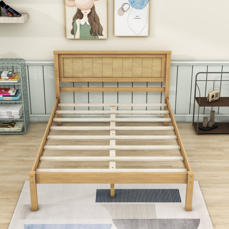 Lit plateforme en bois avec tête de lit Golob, Double