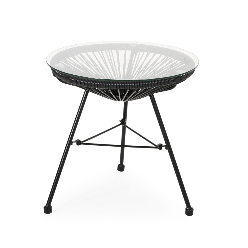 Handcrafted And Tempered Glass Side Table - Outdoor Beauty Chic, Black