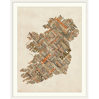 Art textuel de Francy, «Ireland Eire City Text Map» par Abarca