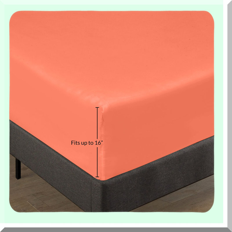 Ultra-Soft Brushed Fitted Sheet - Hotel Quality 1800, Wrinkle & Fade Resistant, Deep Pocket (Coral), Queen Sheet Set
