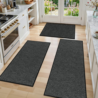 Non Slip Cross-Weave Pattern Kitchen Mat (Set of 3)