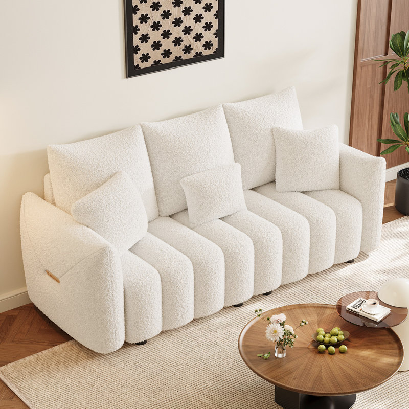 Canapé rembourré 81 po 81 po, Blanc