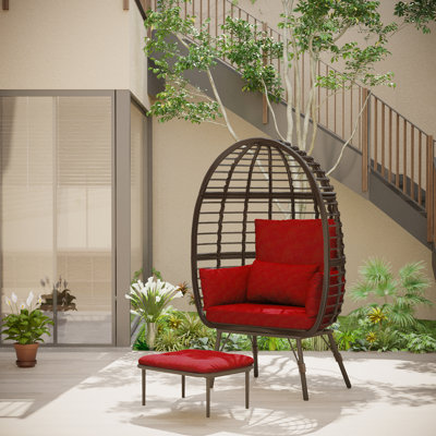 Cherryle Wicker Egg Chair with A Ottoman