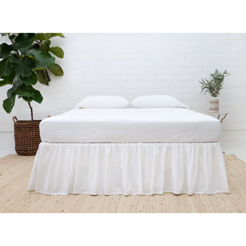  Gathered Ruffled Cotton Sateen 18" Drop Cal King Bedskirt, California King