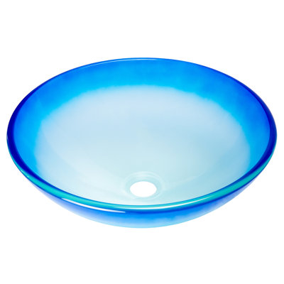 Eden Bath 16.38'' Blue Tempered Glass Circular Bathroom Sink
